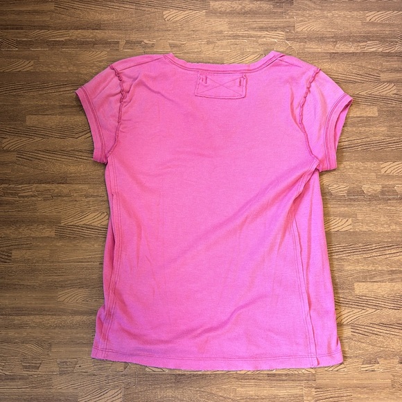 FREE PEOPLE BRIGHT PINK LOOSE FIT VNECK TOP SIZE XS - Picture 2 of 2